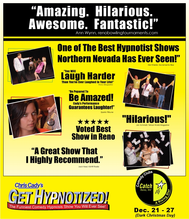 shows in Reno Nevada comedy poster ad for hypnotist chris cdy